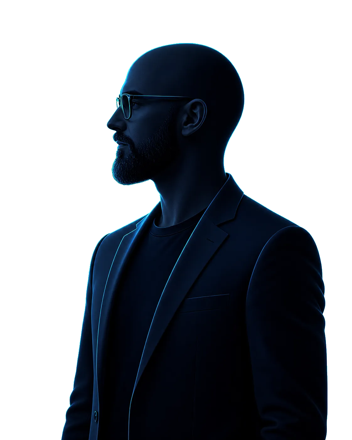 Editorial silhouette of a business-casual professional